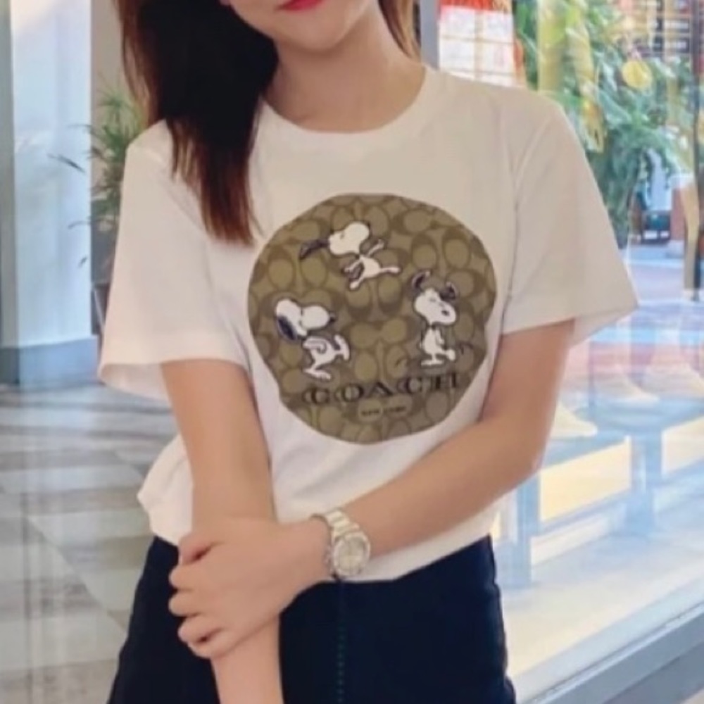 Coach | Tops | Coach X Peanuts Snoopy Signature Tshirt | Poshmark